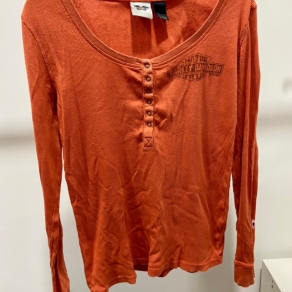 Harley Davidson - Orange Henley - "L" - ORIGINAL OWNER